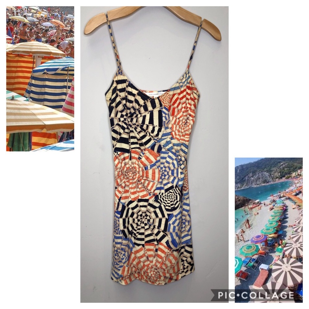 Diane Von Furstenberg Iconic Red White Blue Italian Silk Slip Dress